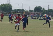 Amity Business School win second round of football match during Sangathan 2016 Football Match Amity