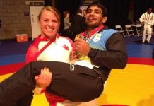 Rio Olympics gold medalist Erica Wiebe considers Pro Wrestling League as stepping stone for action roles in Bollywood Erica lifts Sushil