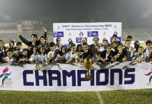 India beat Bangladesh 3-1 to win their fourth consecutive SAFF Women’s Championship title Indian Team with SAFF Women Championship 2016 trophy