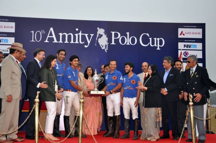 Team of Jindal Panther being awarded the Winners Trophy during Amity Polo Cup 2017 Team of Jindal Panther being awarded the Winners Trophy during Amity Polo Cup 2017