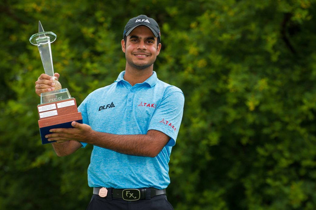 India's Shubhankhar Sharma with the Joburg Open trophy India's Shubhankhar Sharma with the Joburg Open trophy