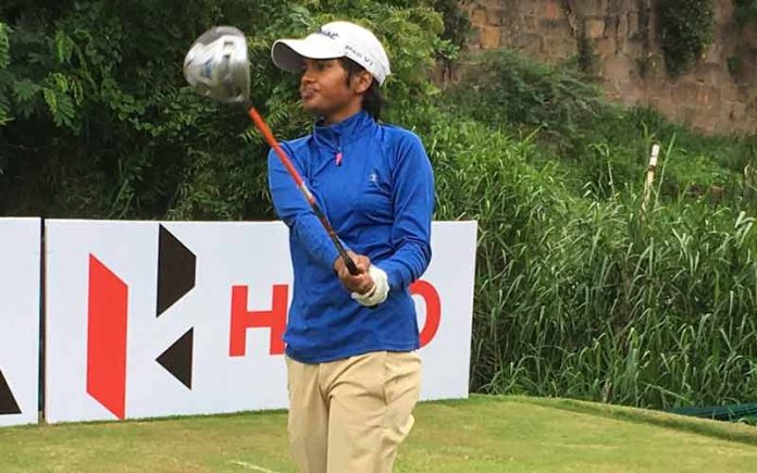Sneha Singh teeing off on first tee Sneha Singh teeing off on first tee