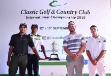 Clash of strong foreign challenge and home stars will be highlight at Classic Golf and Country Club International Championship Golfers Khalin Joshi Viraj Madappa Daniel Van Tonder Malcolm Kokocinski with the Classic Golf Country Club International Championship trophy