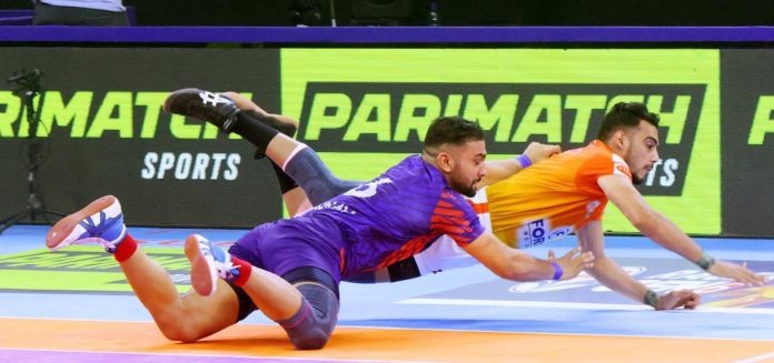 Puneri Paltan and Dabang Delhi in action on Tuesday at Noida